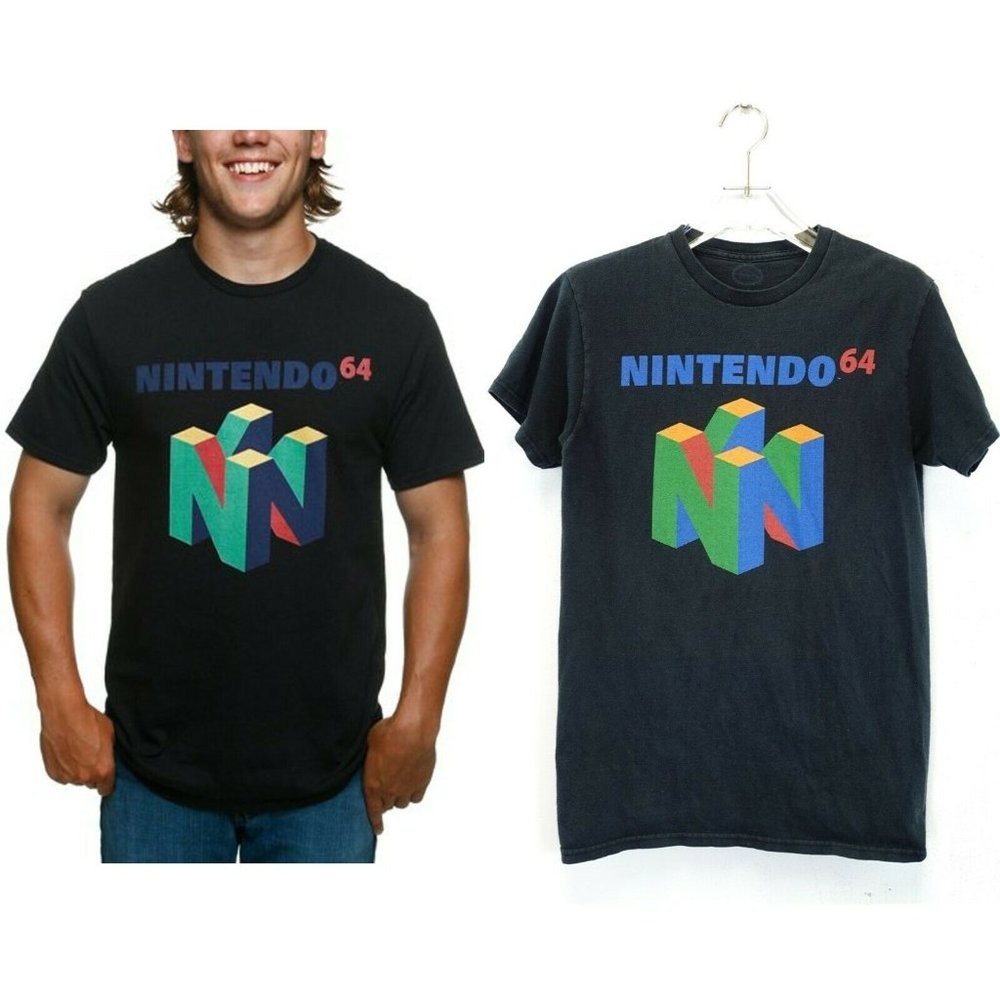 Nintendo 64 T Shirt XS Black 90s Retro Video Game Graphic N64 Cube Logo Teeโ